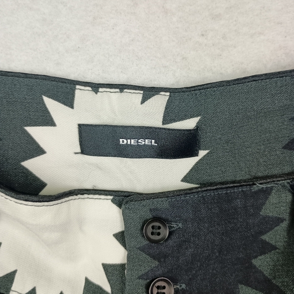 Diesel High Waist Cuff Crop Pant In Charcoal/Black/White Combo Size 27 - Picture 4 of 6